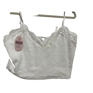 New RS Love Crop Tank Camisole Top Sz XXL White Lace Babydoll Festival Sexy